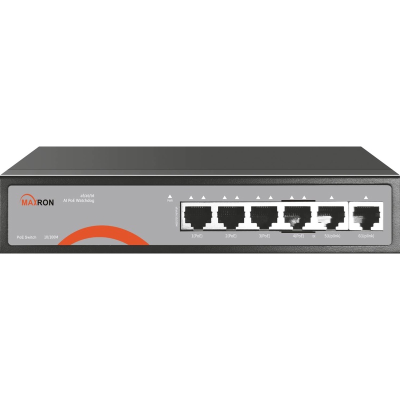 سوئیچ شبکه مکسرون مدل MSW-3004FPB-2FL-65I ظرفیت ۴ پورت POE